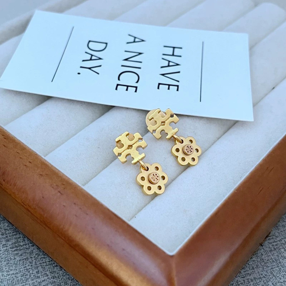 Tory Burch Hollow Flower Matte Metal Earrings